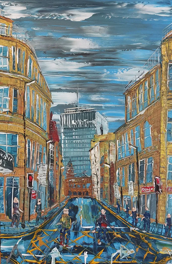 King Street Manchester by Day by Andy Mathews manchester painter King Street Manchester by Day by Andy Mathews manchester painter